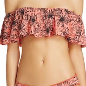 Maaji Swim Off the Shoulder Coral/black w/ flowers